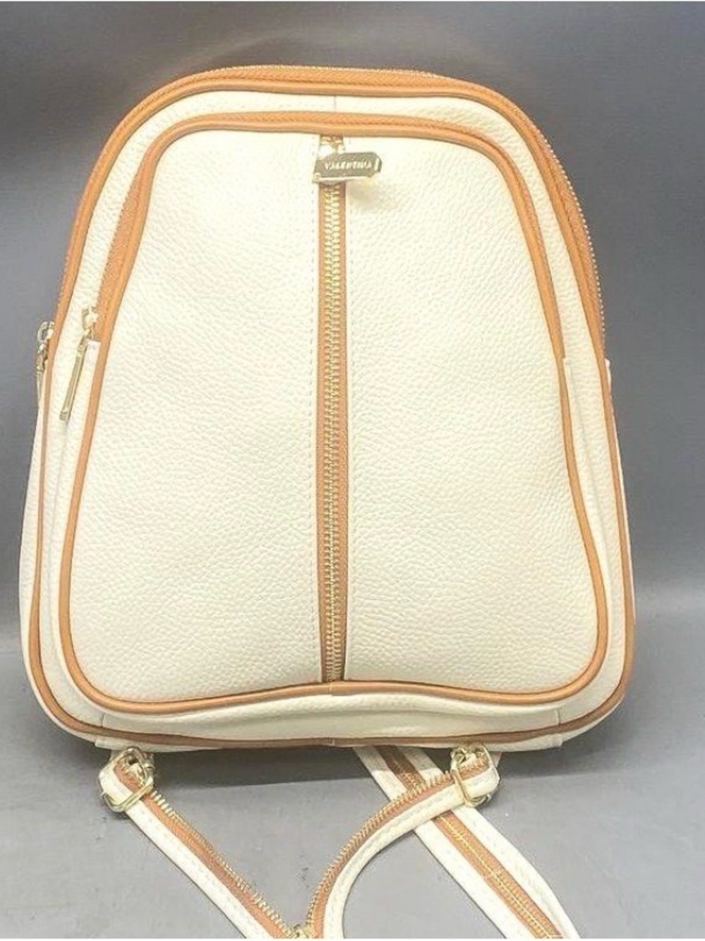 Valentina Italy Cream and Tan Women’s Backpack Tote